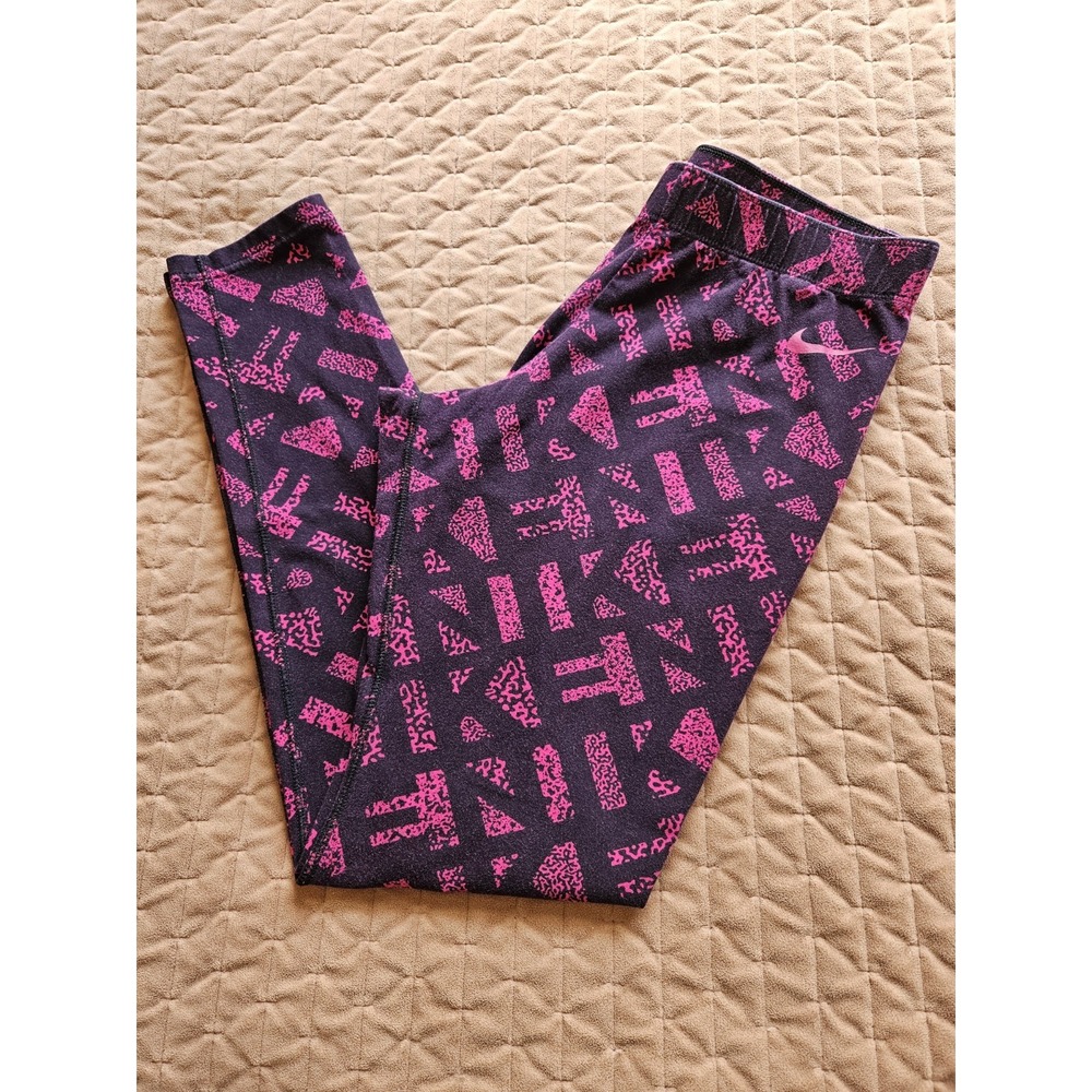 Nike Women's Pink/Black NIKE Print Ankle Leggings, 27" Inseam, Med.